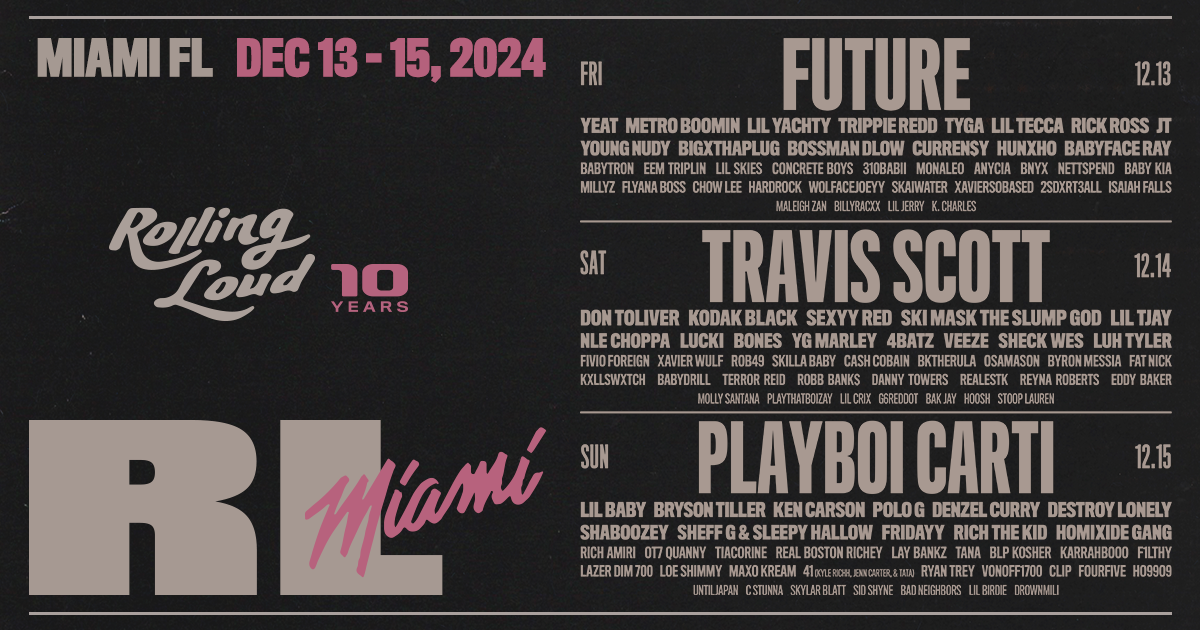 Rolling Loud is returning to South Florida for the 10th annual Rolling Loud Miami 2024